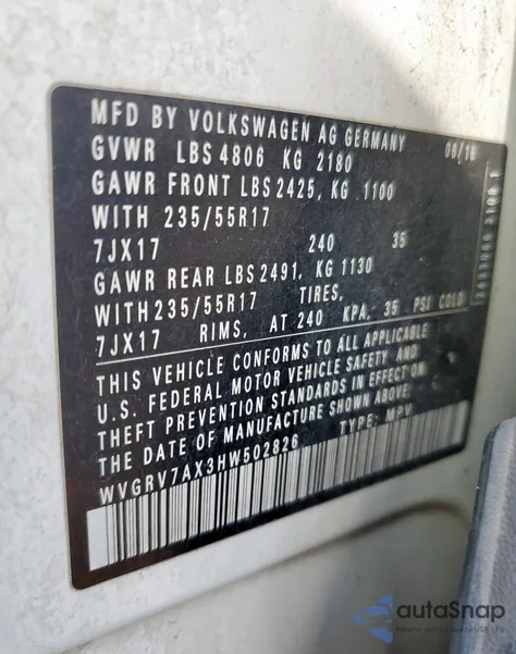 2017 Volkswagen Tiguan Wolfsburg z USA, uszkodzony, nr VIN WVGRV7AX3HW502826